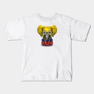 Baby Elephant with Glasses and Ecuadorian Flag Kids T-Shirt